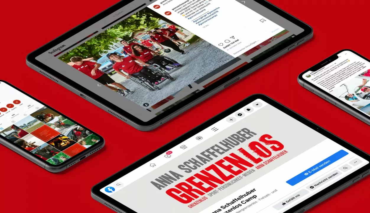 Instagram/ Facebook-Seite auf Tablets/ Smartphones