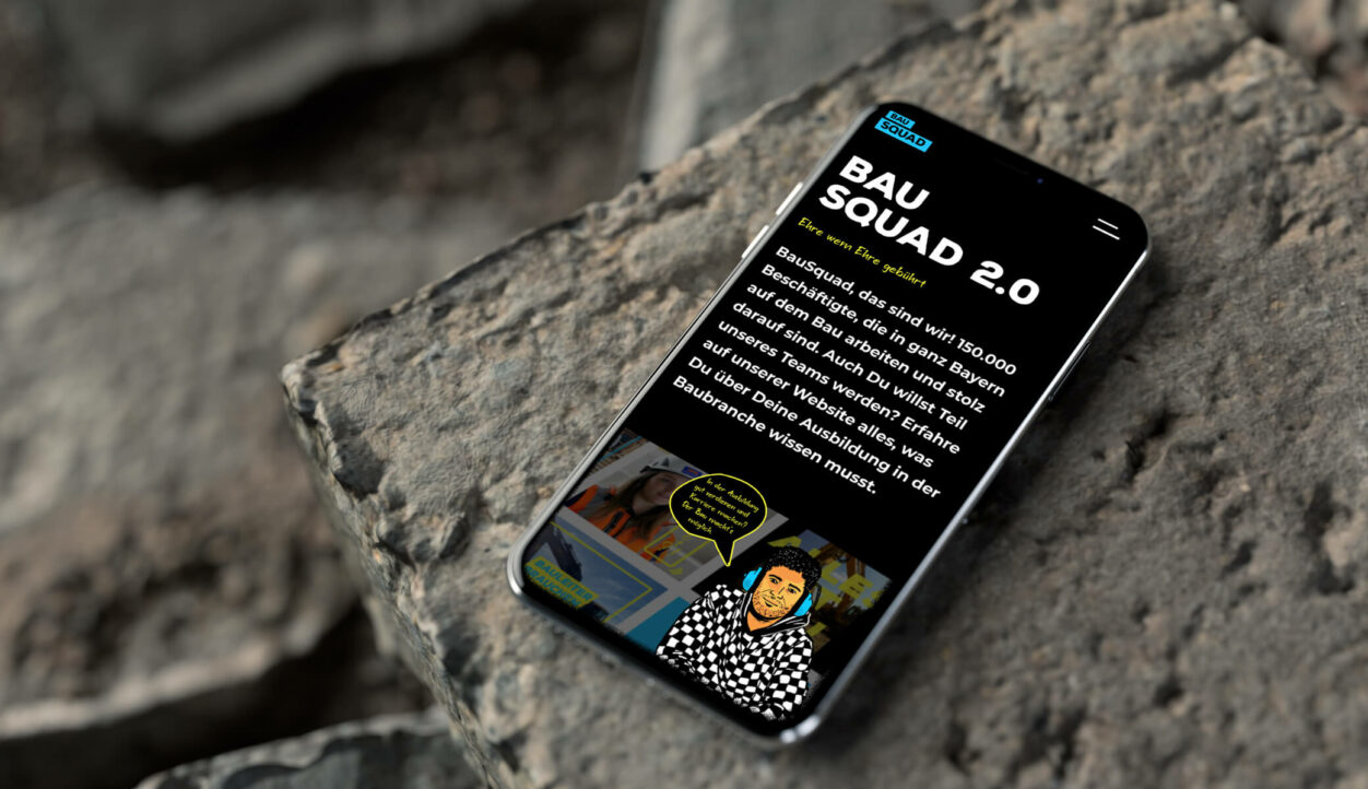 Bau squad Website auf Smartphone