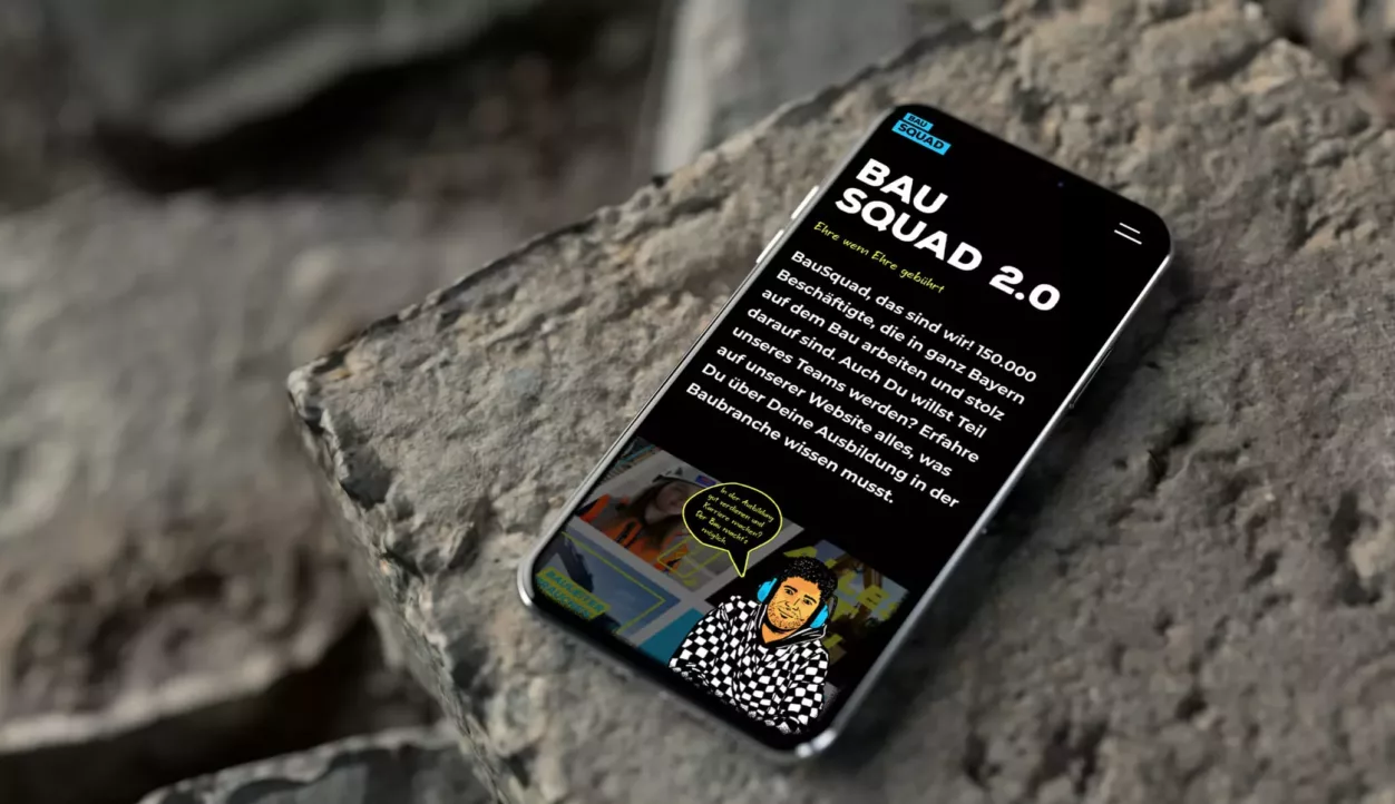 Bau squad Website auf Smartphone