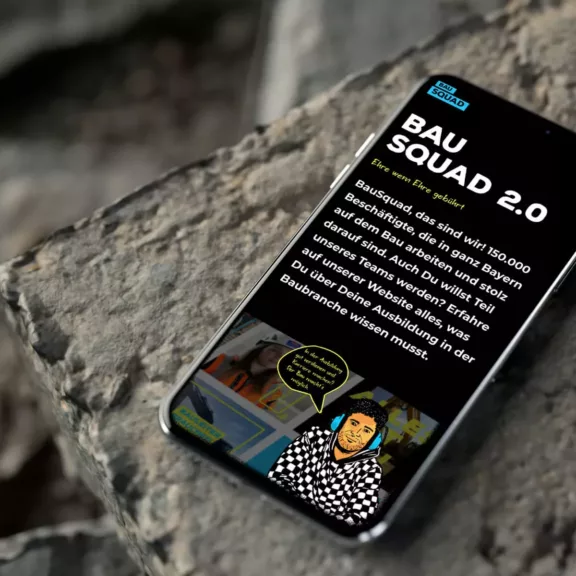 Bau squad Website auf Smartphone