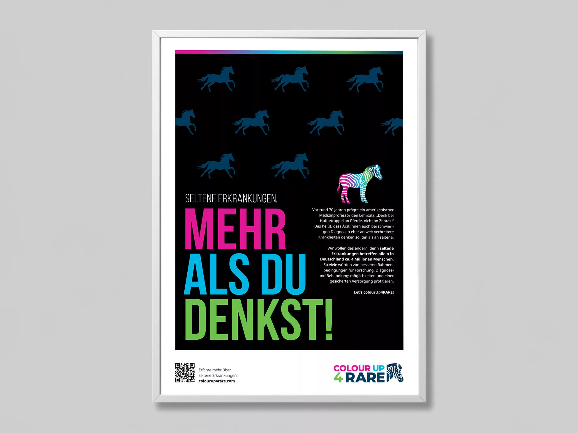 Ein Plakat der Kampagne mit der Überschrift "Seltene Erkrankungen – Mehr als du denkst!